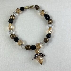 Handmade beaded angel bracelet neutral